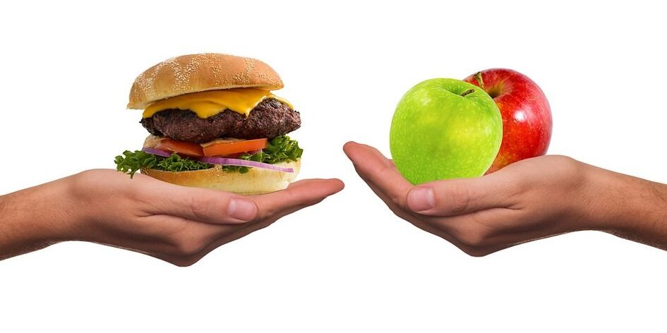 the choice between healthy and unhealthy food